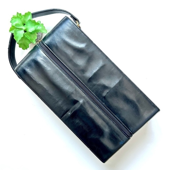 Black Leather Wine Bottle Case Bag Zippered Double Two Bottle Holder Padded - Picture 4 of 9